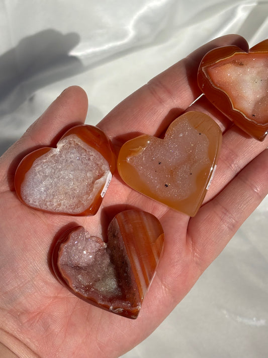 Druzy Carnelian Hearts