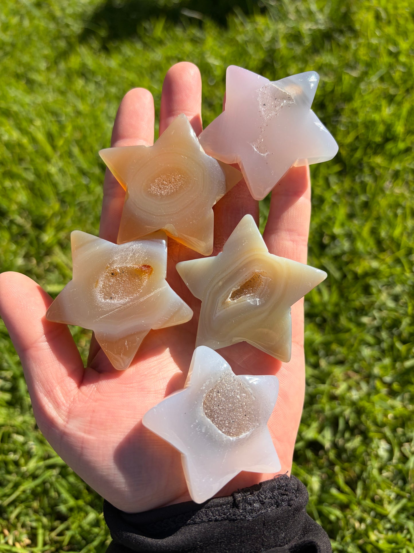 Druzy Agate Star Carvings