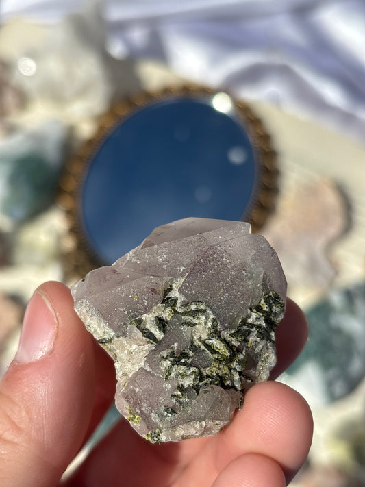 Epidote And Quartz With Amethyst