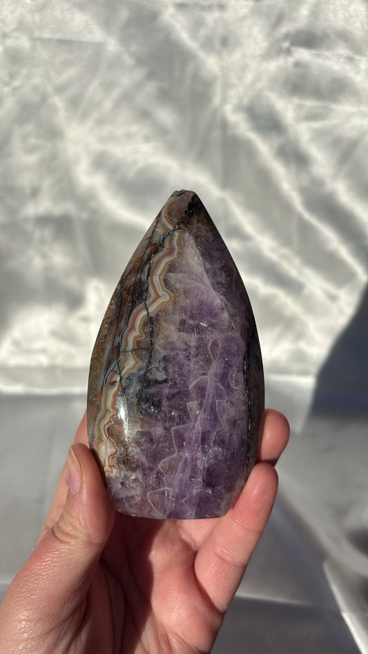 Amethyst With Crazy Lace Agate Freeform ( Does Have Chip)