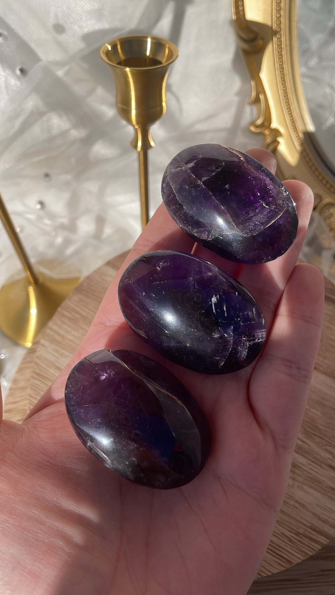 High Quality Chevron Amethyst Palmstones