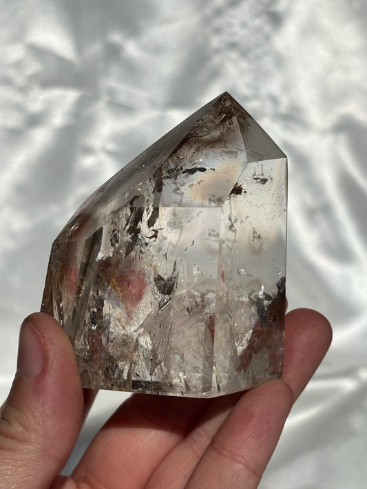 Included Quartz Tower With Smokey Quartz Phantoms And Rainbows