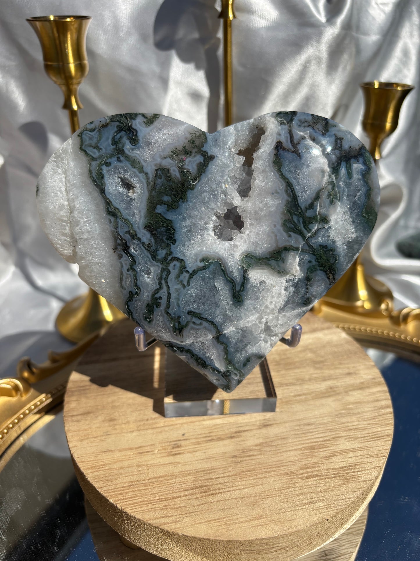 Moss Agate Heart(Discounted Slighty Cracked)