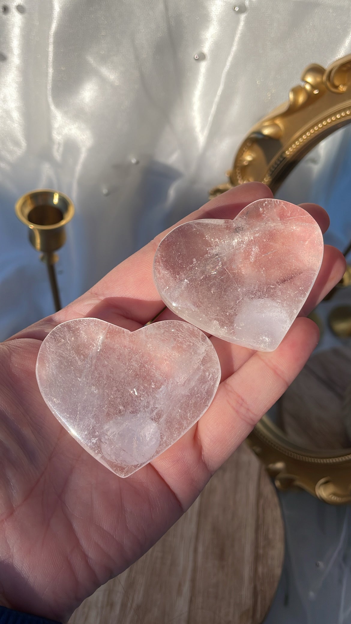 Clear Quartz Hearts