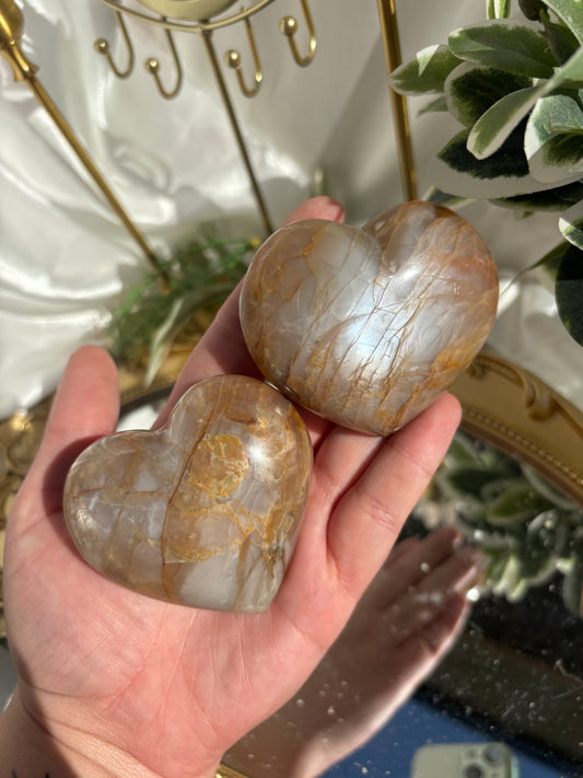 Peach Moonstone Hearts