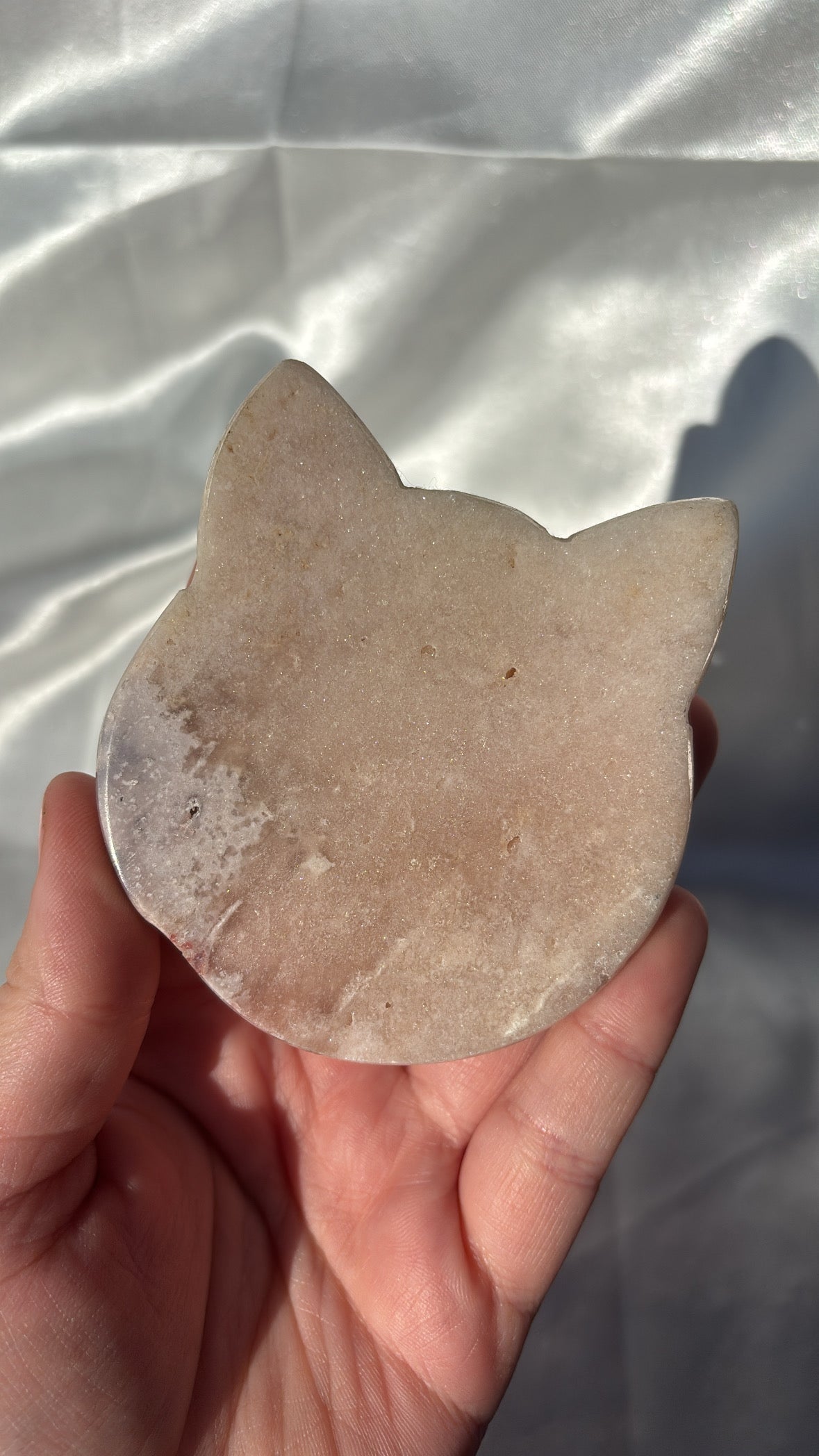 Pink Amethyst Cat Head On Stand