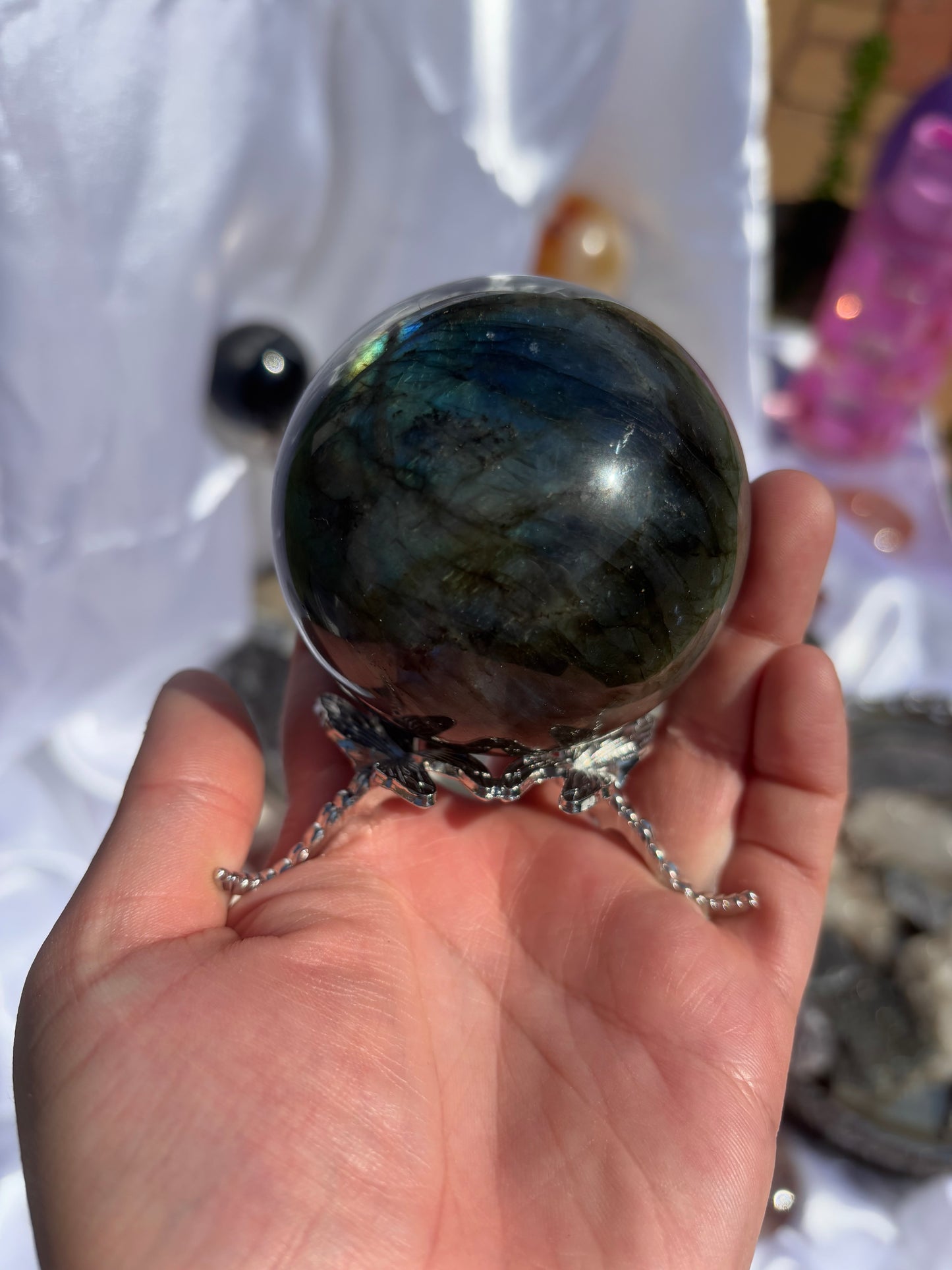 Sliver Dragonfly Sphere Stand