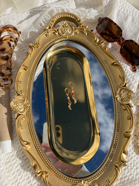 Carnelian And Clear Quartz Gold Earrings