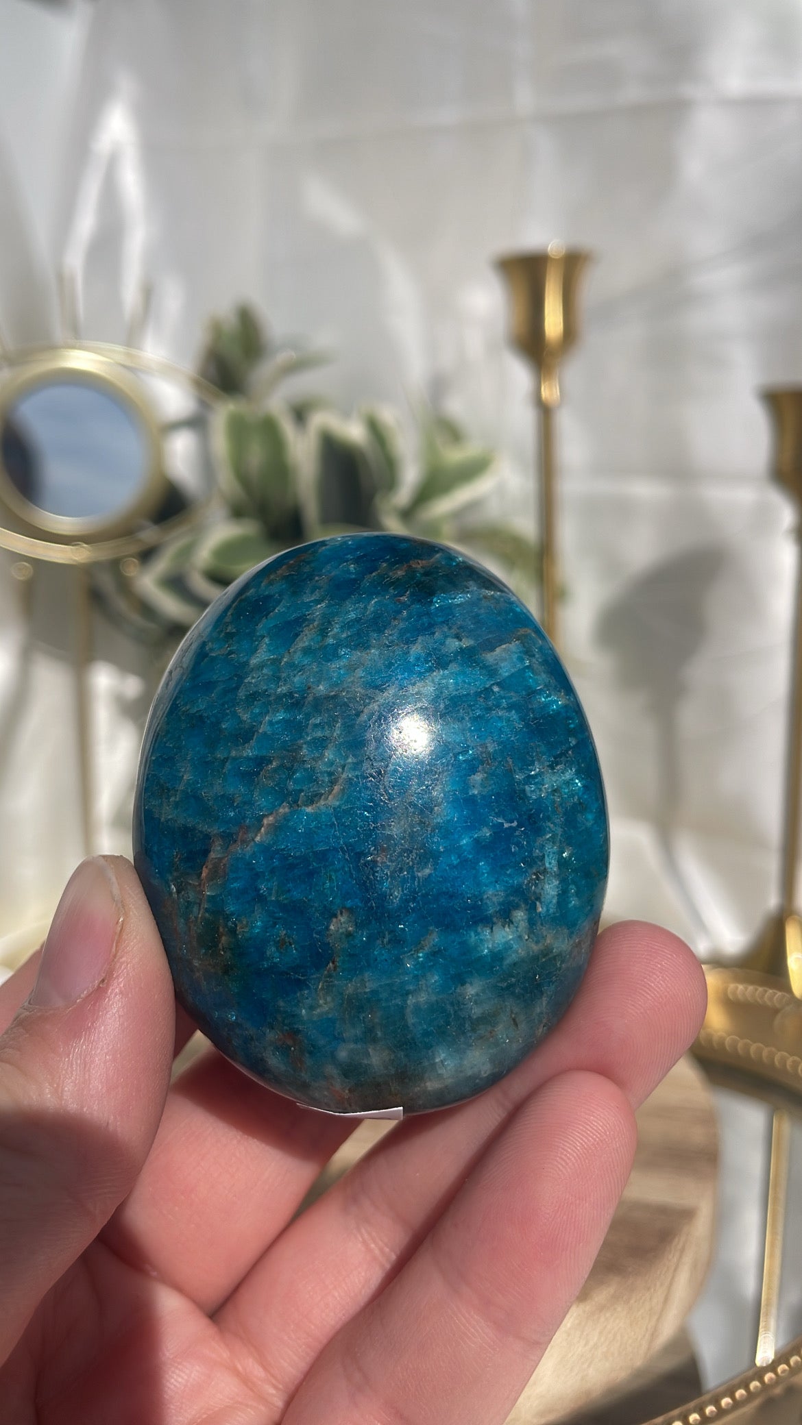 Blue Apatite Palmstone