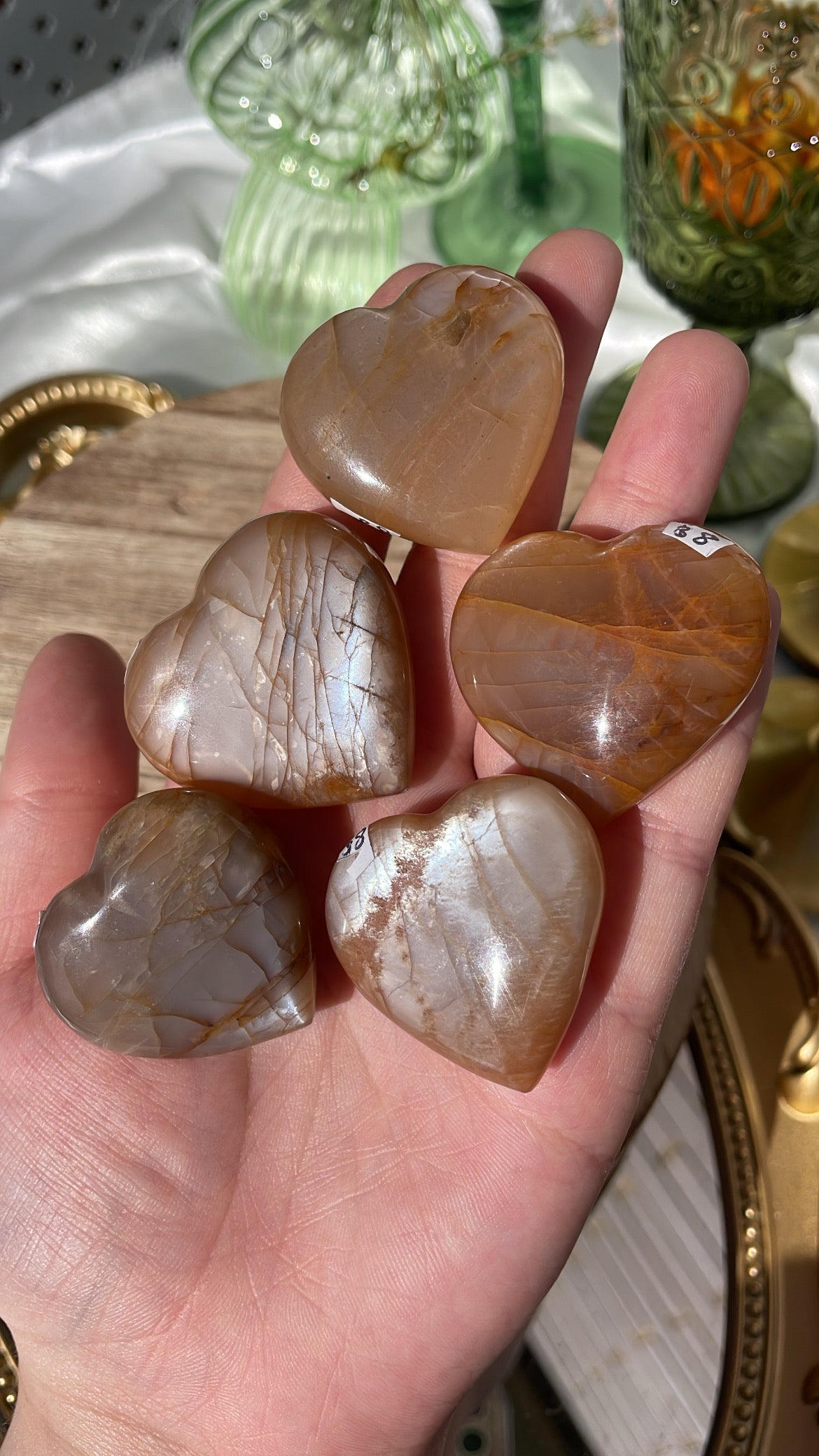 Peach Moonstone Hearts