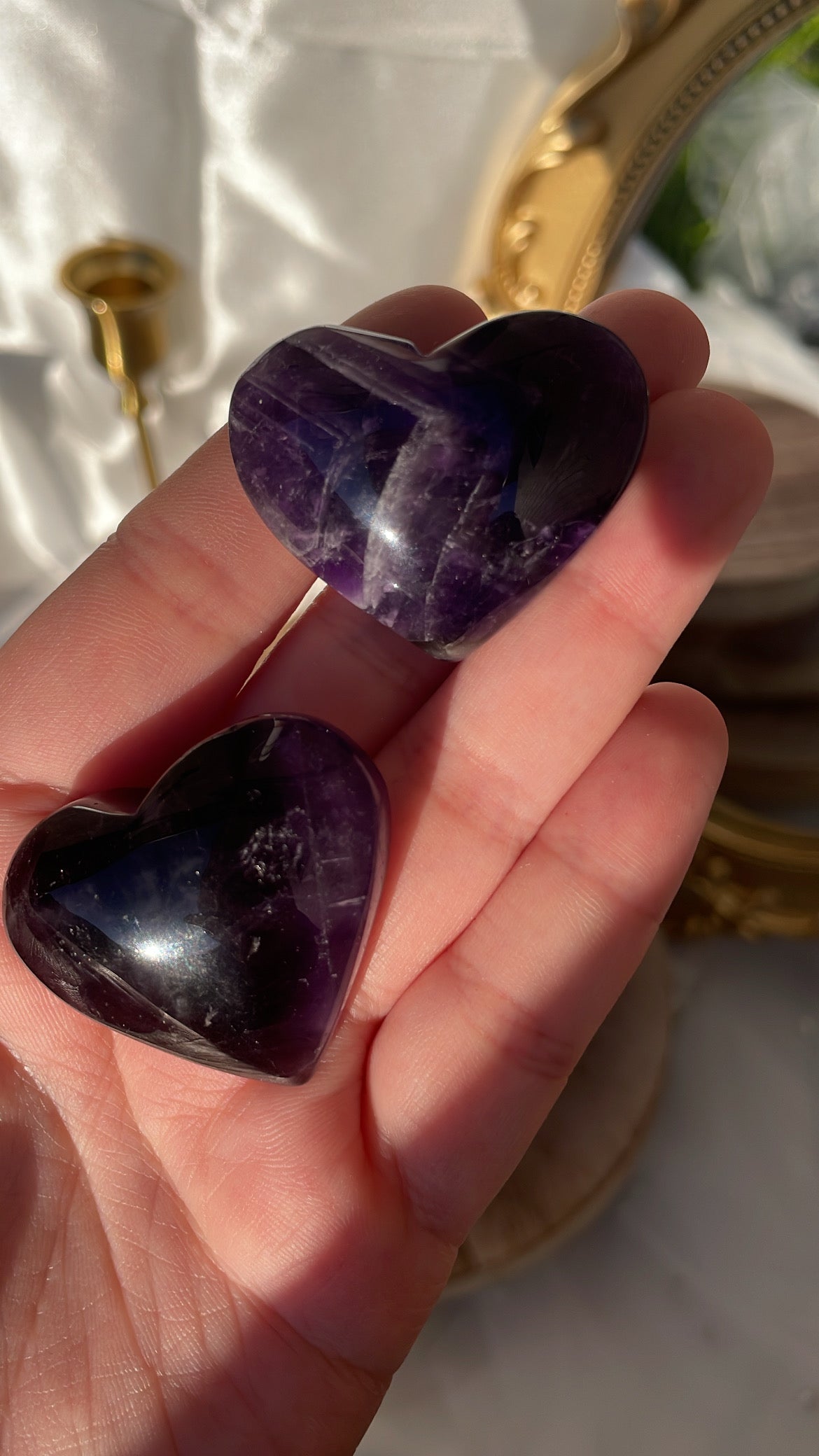 High Quality Chevron Amethyst Hearts