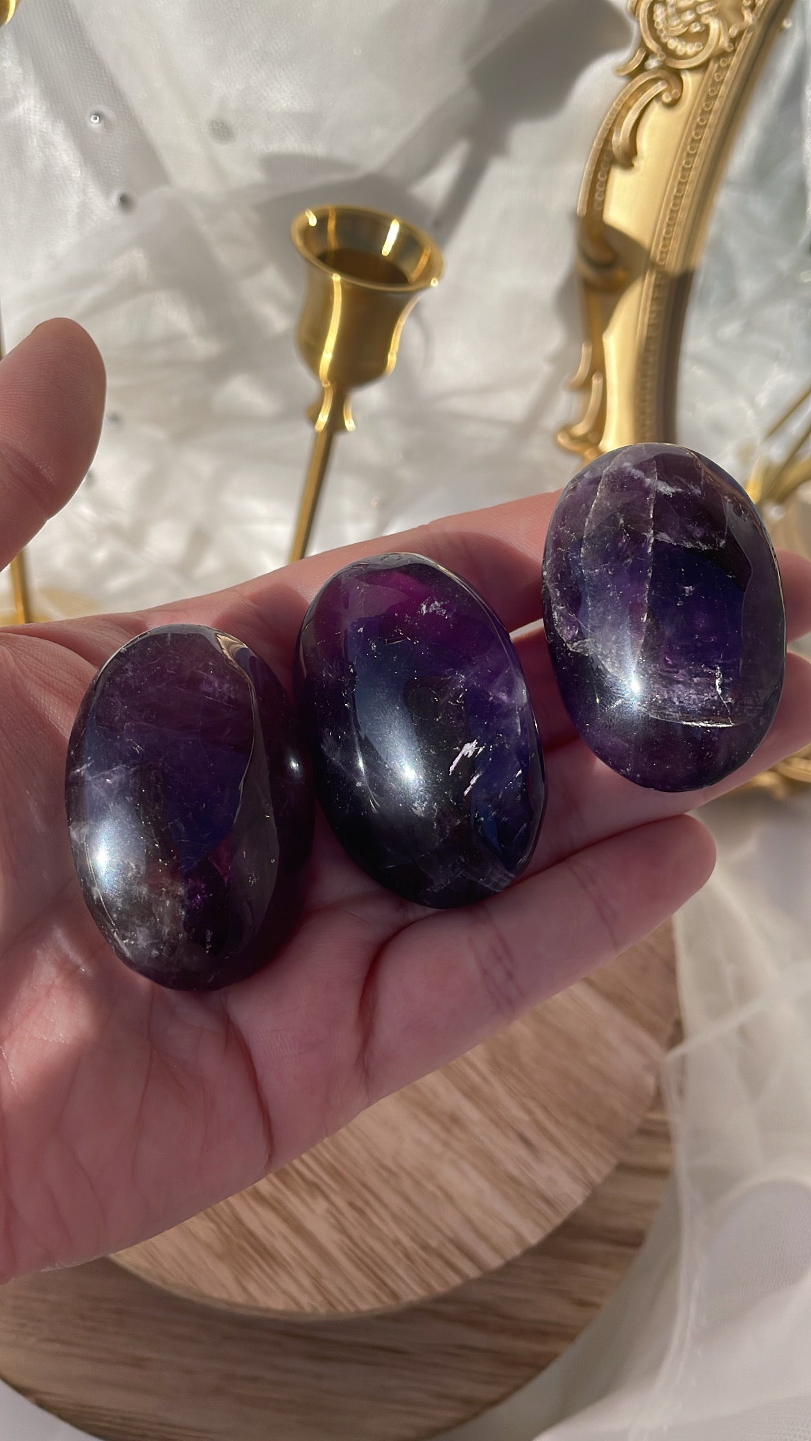 High Quality Chevron Amethyst Palmstones