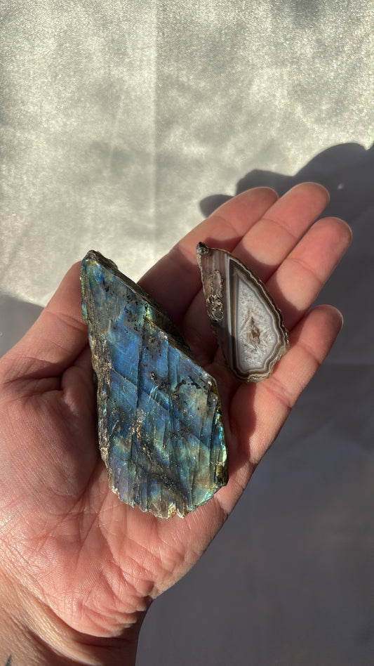 Labradorite And Agate Slice Bundle