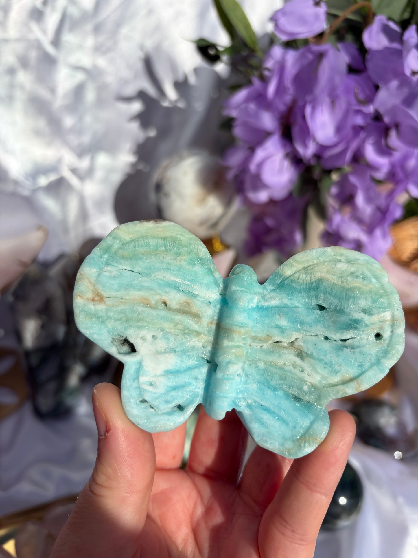 Blue Aragonite Butterfly Carving