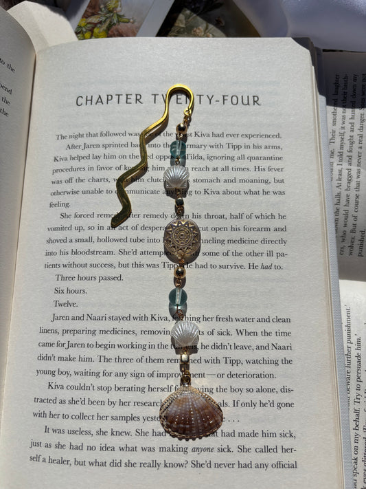 Gold Light Blue Handmade Bookmark (MELIA)