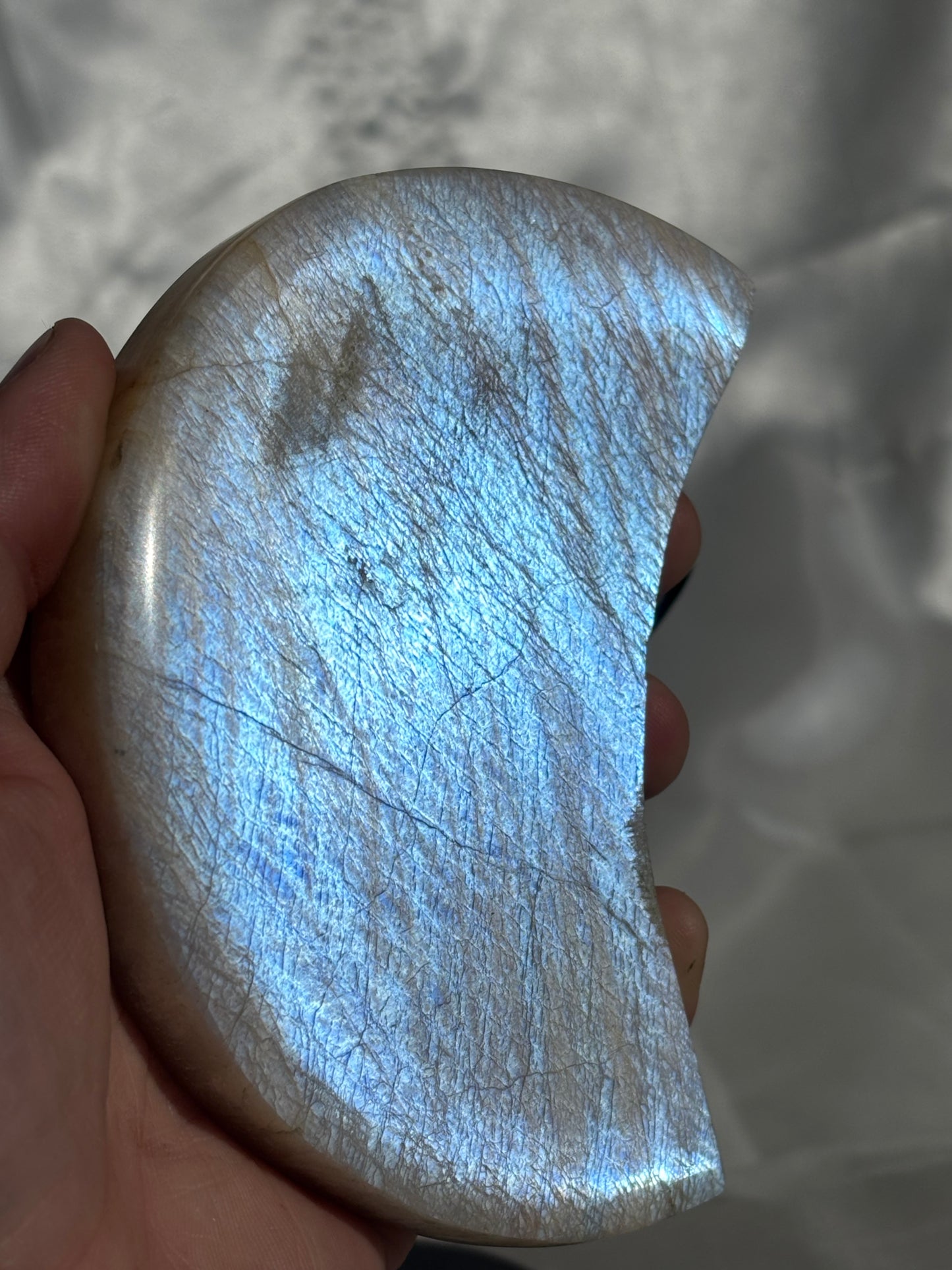 Flashy Moonstone Moon On Stand