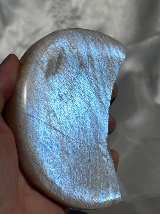 Flashy Moonstone Moon On Stand