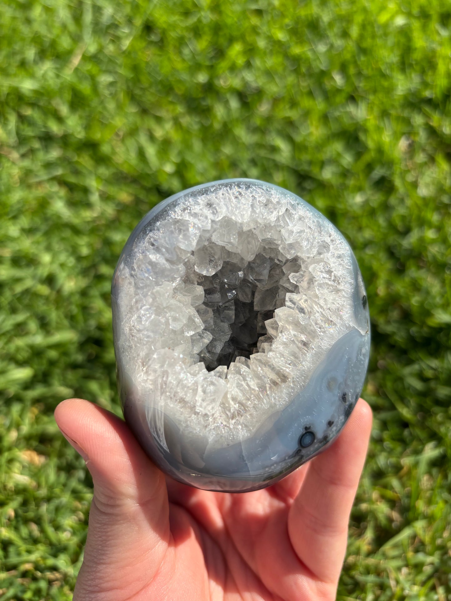 Polished Druzy Agate Geode