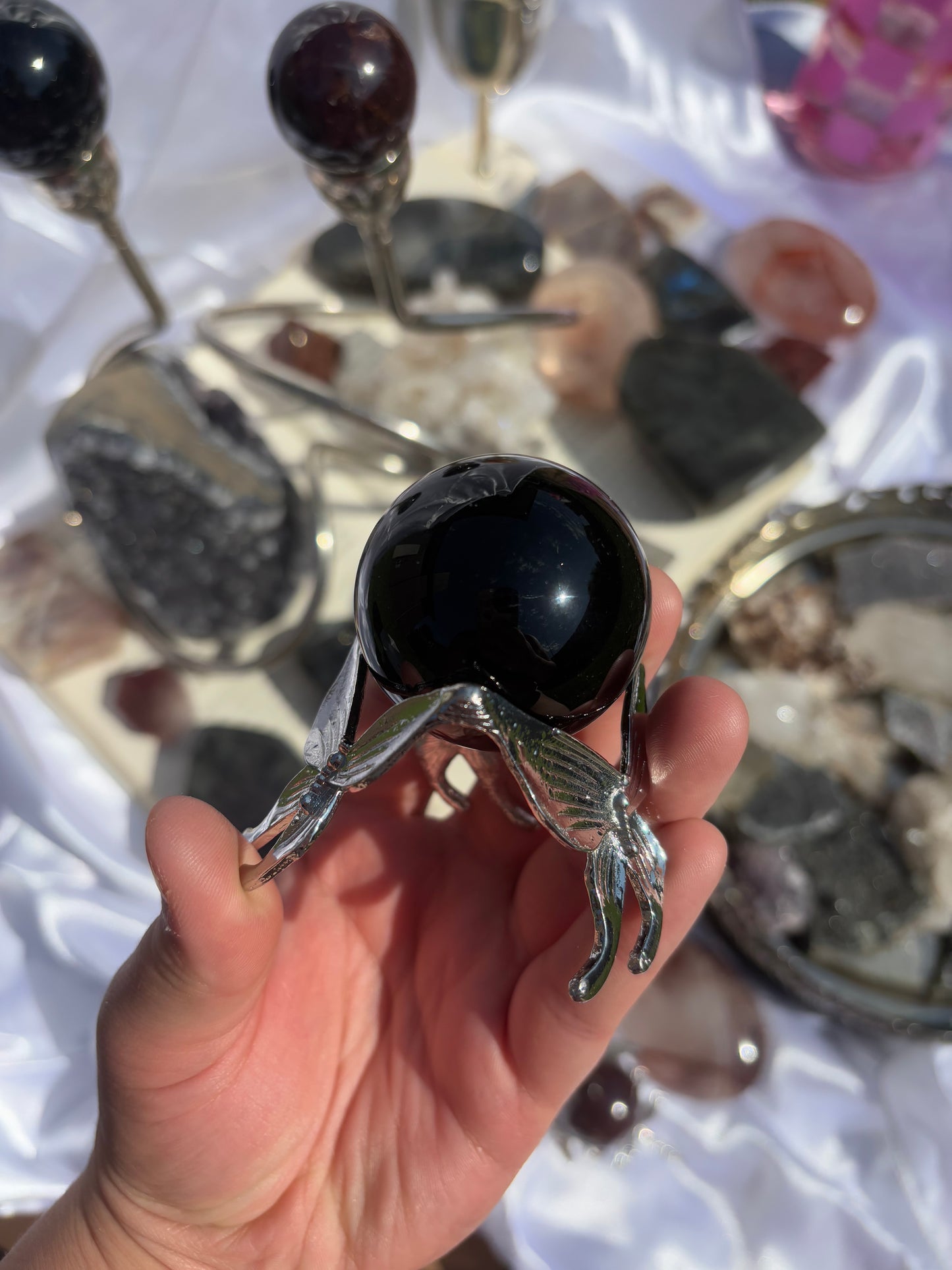 Sliver Butterfly Sphere Stand