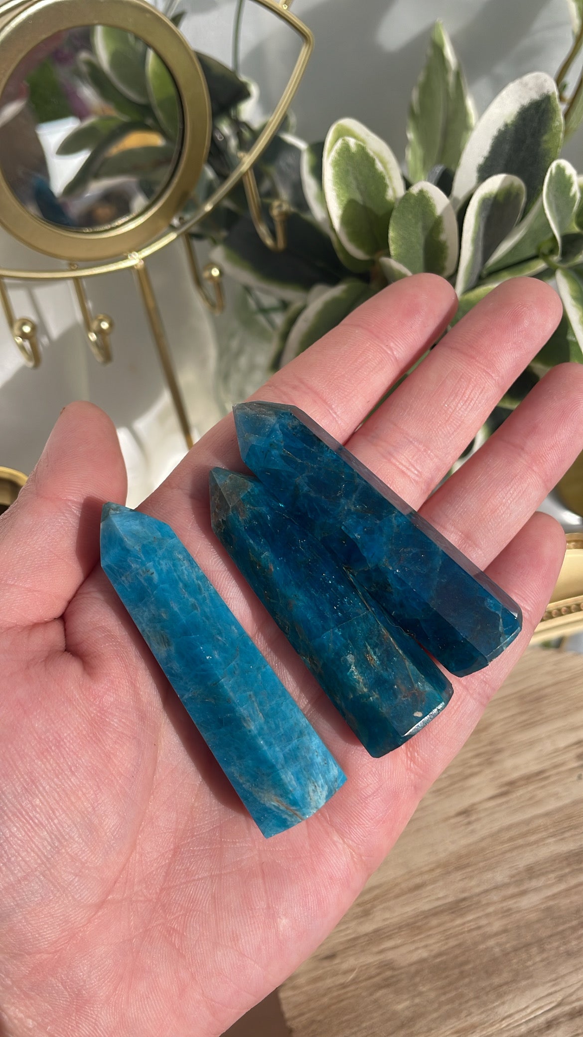 Blue Apatite Points (Discounted Chipped)