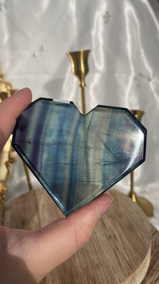 Rainbow Fluorite Heart