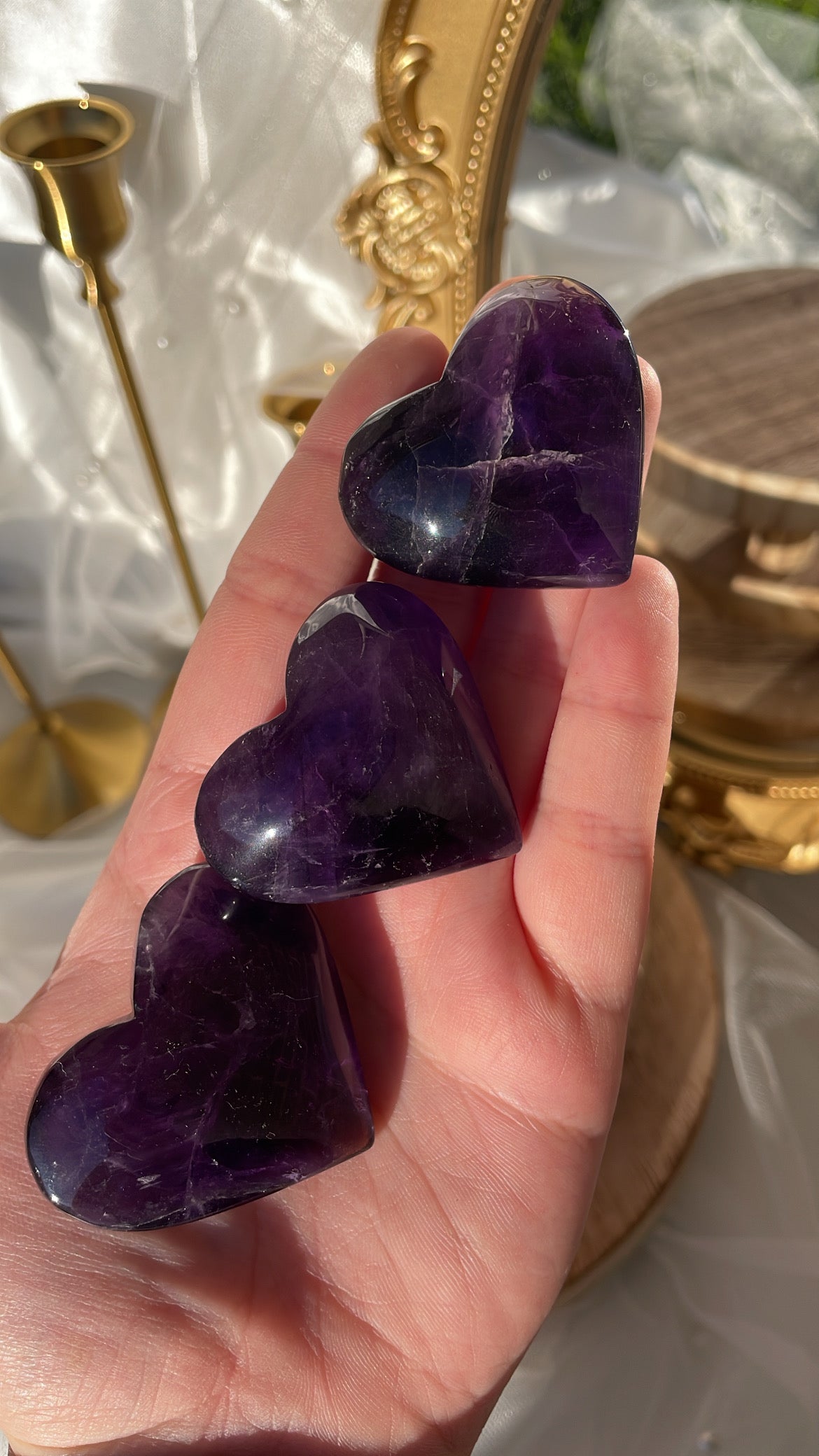 High Quality Chevron Amethyst Hearts