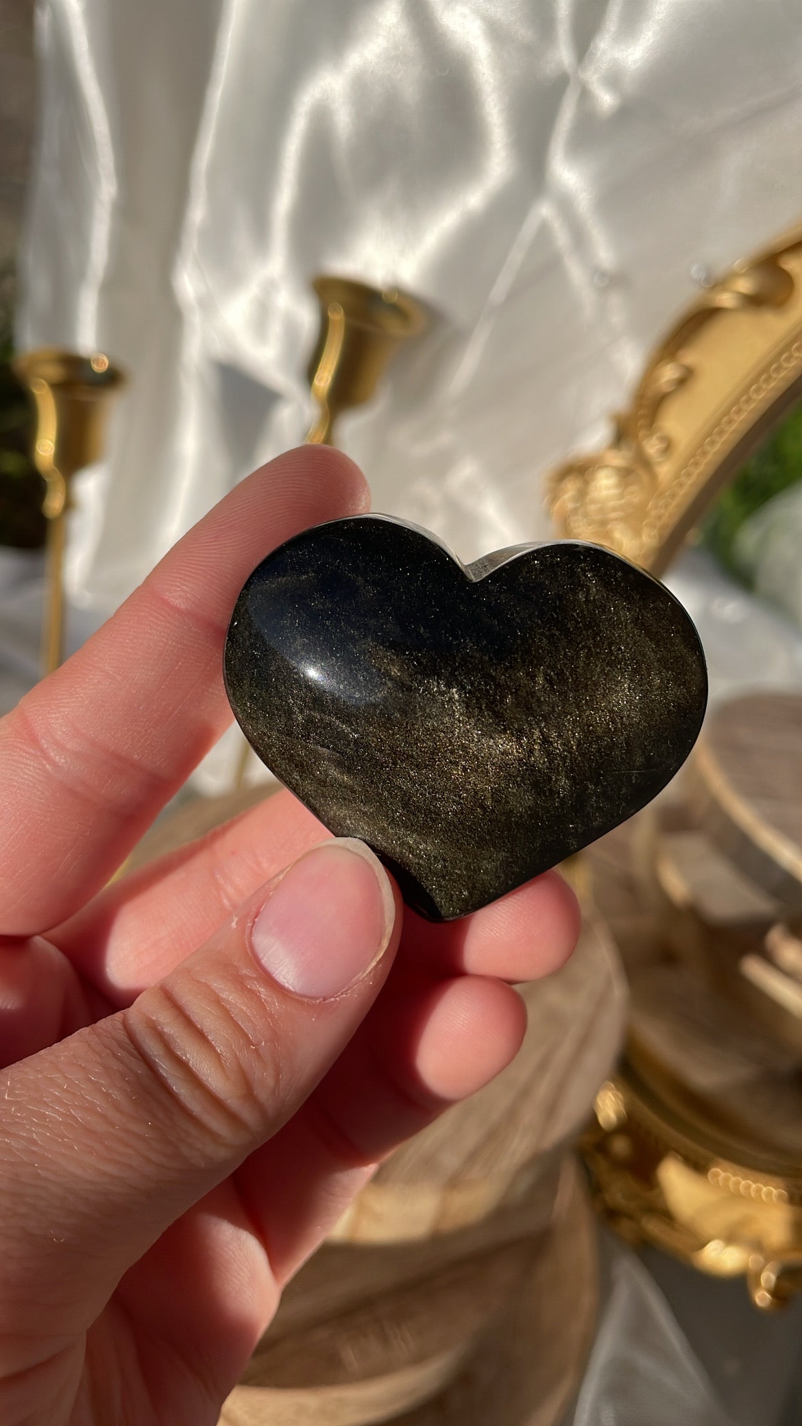 Gold Sheen Obsidian Heart