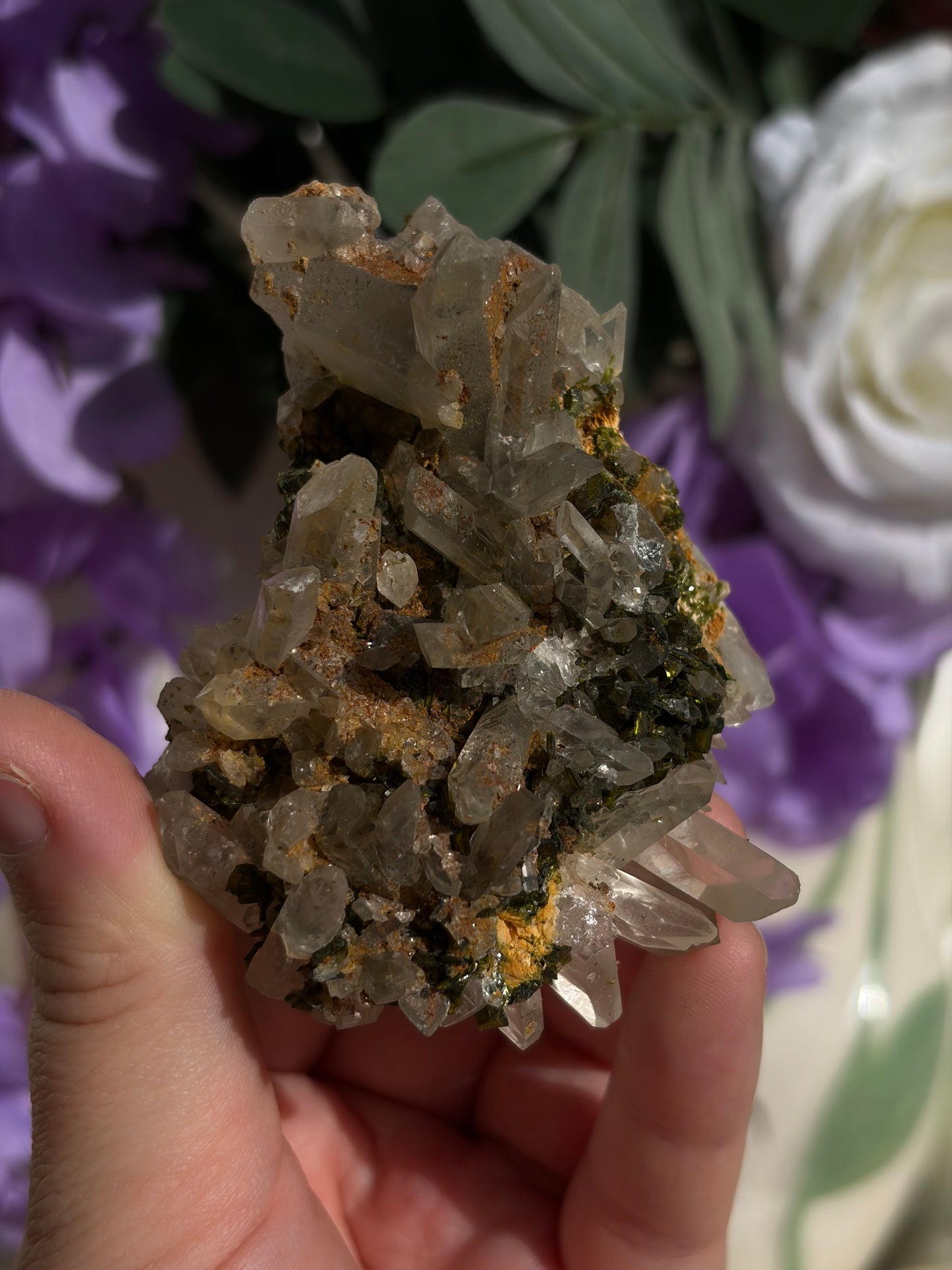 Epidote And Quartz Cluster