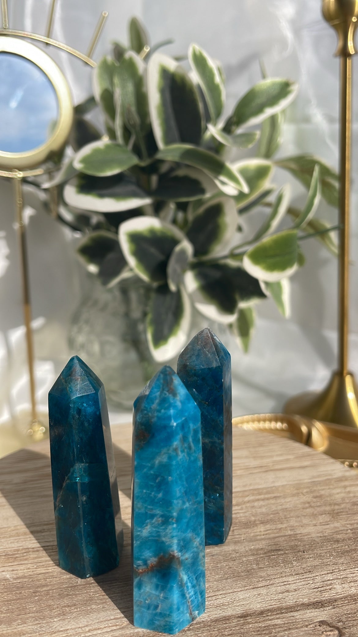 Blue Apatite Points (Discounted Chipped)