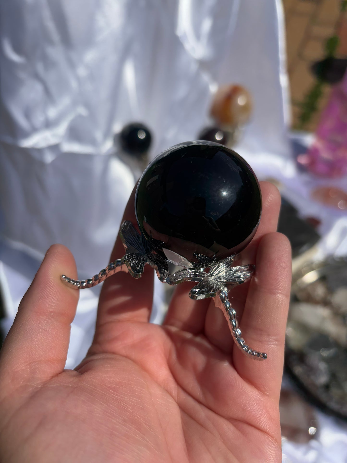 Sliver Dragonfly Sphere Stand