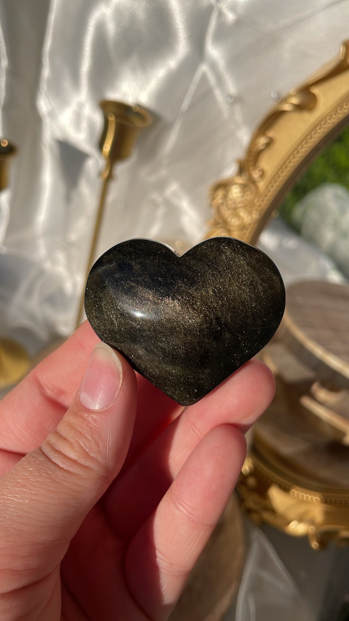 Gold Sheen Obsidian Heart