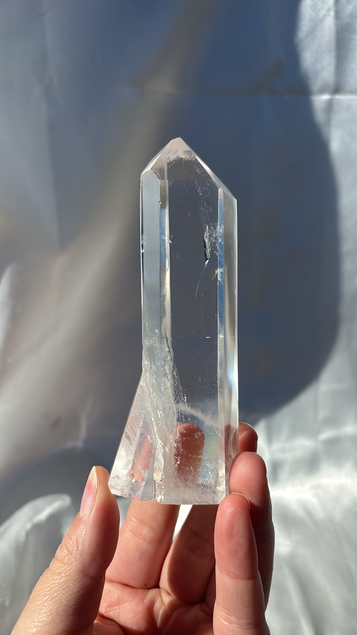 Clear Quartz Tower With Natural Double Point