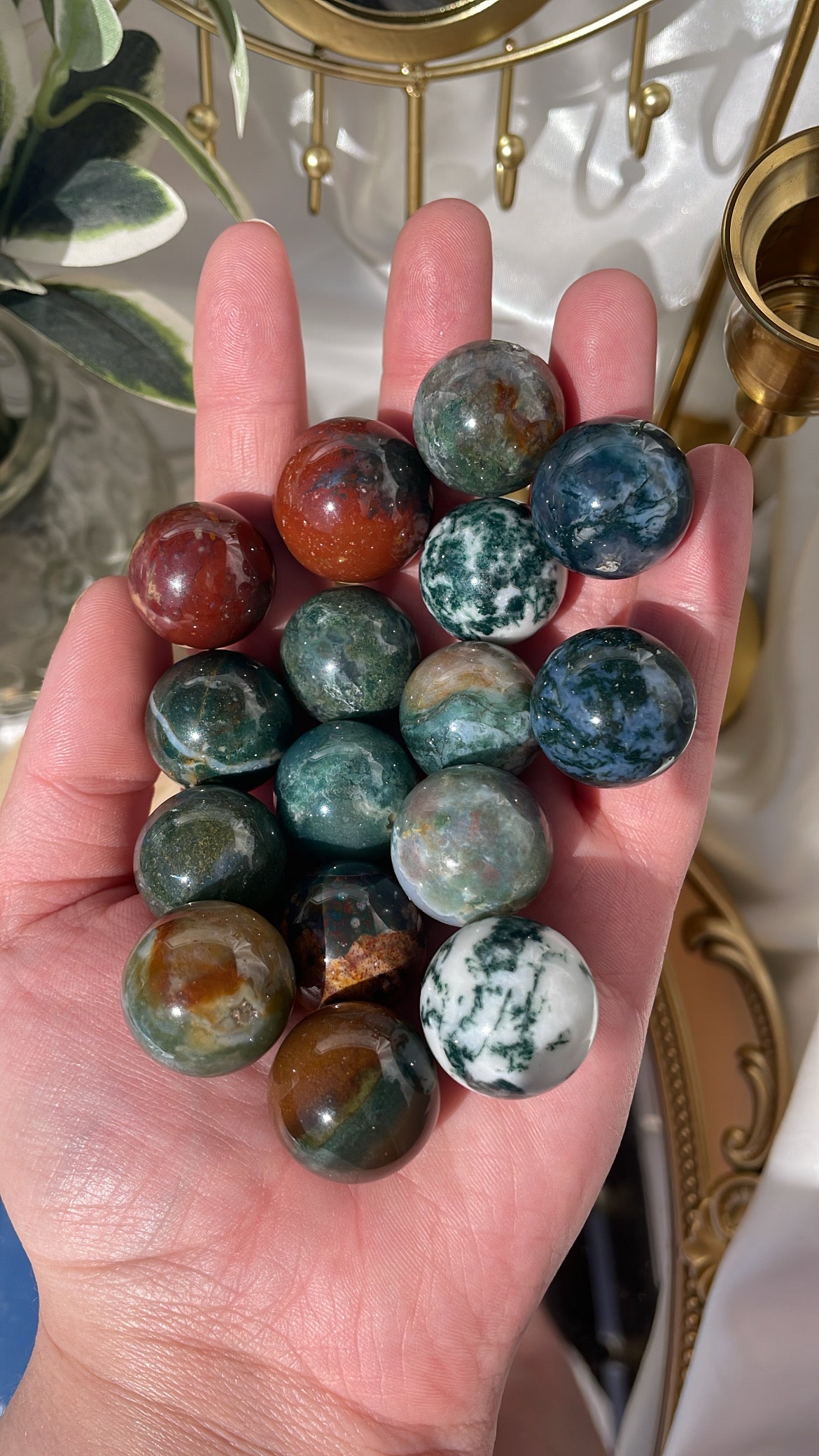 Moss Agate and Ocean Jasper Mini Spheres